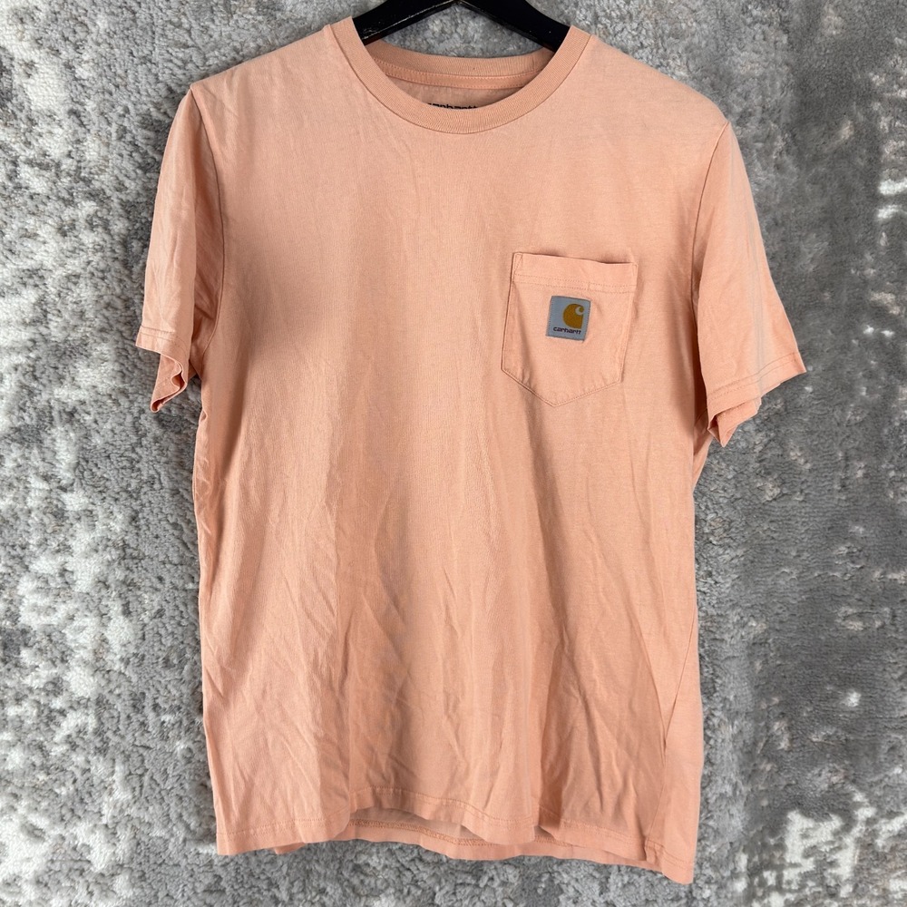 Carhartt Sz S Minimalist Crew Neck Top Orange Pink Short Sleeve Pullover Casual